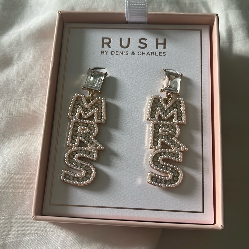 Never worn “Mrs” earrings
